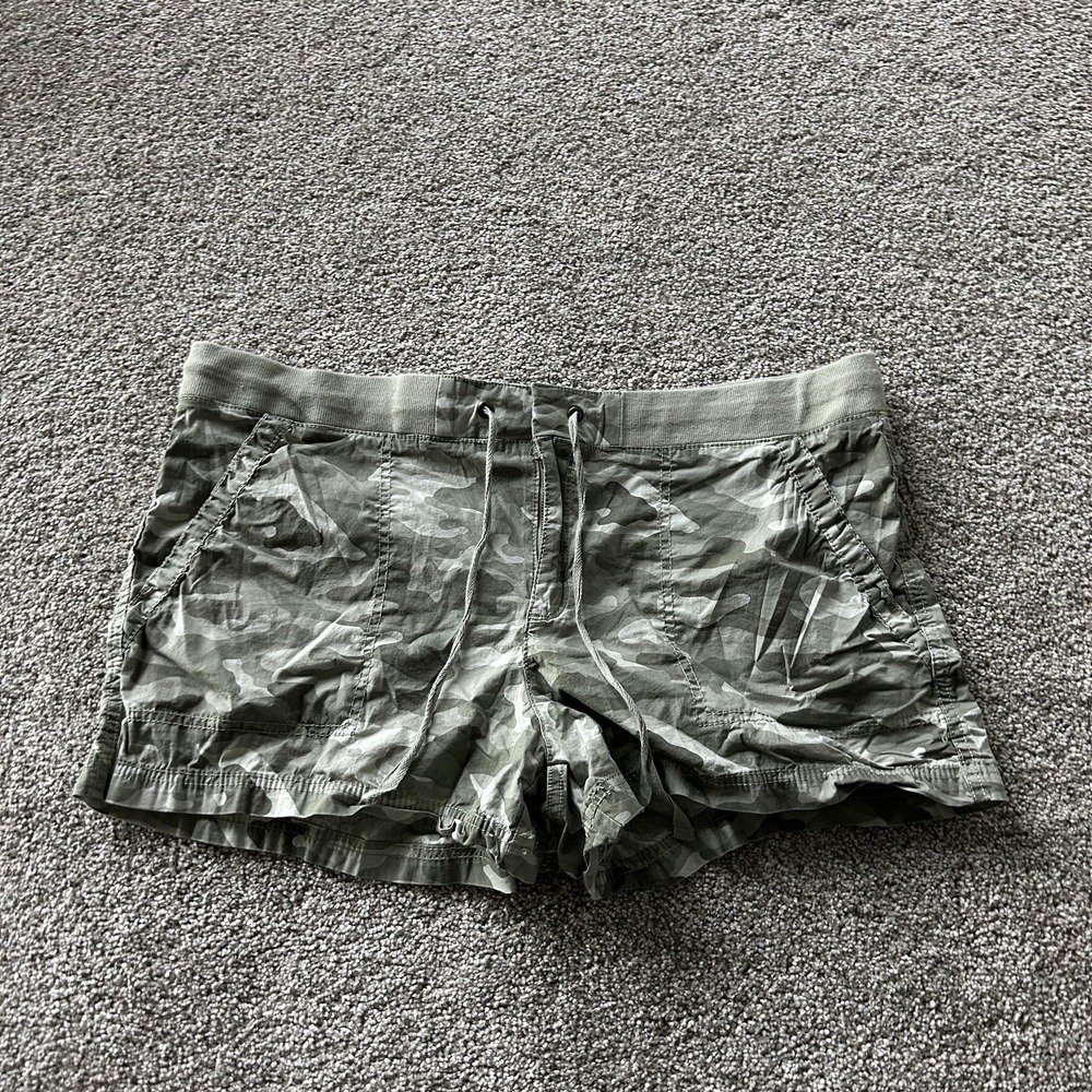 Ana A New Approach Shorts Womens 16 Green Camo Drawstring Chino Casual Summer
